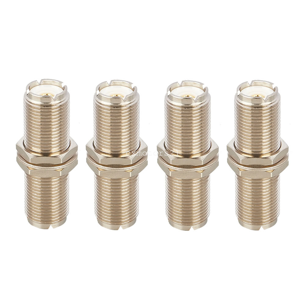 4x SO-239 UHF Female Coax Connector to PL-259 Male Plug for Ham Mobile CB Radio