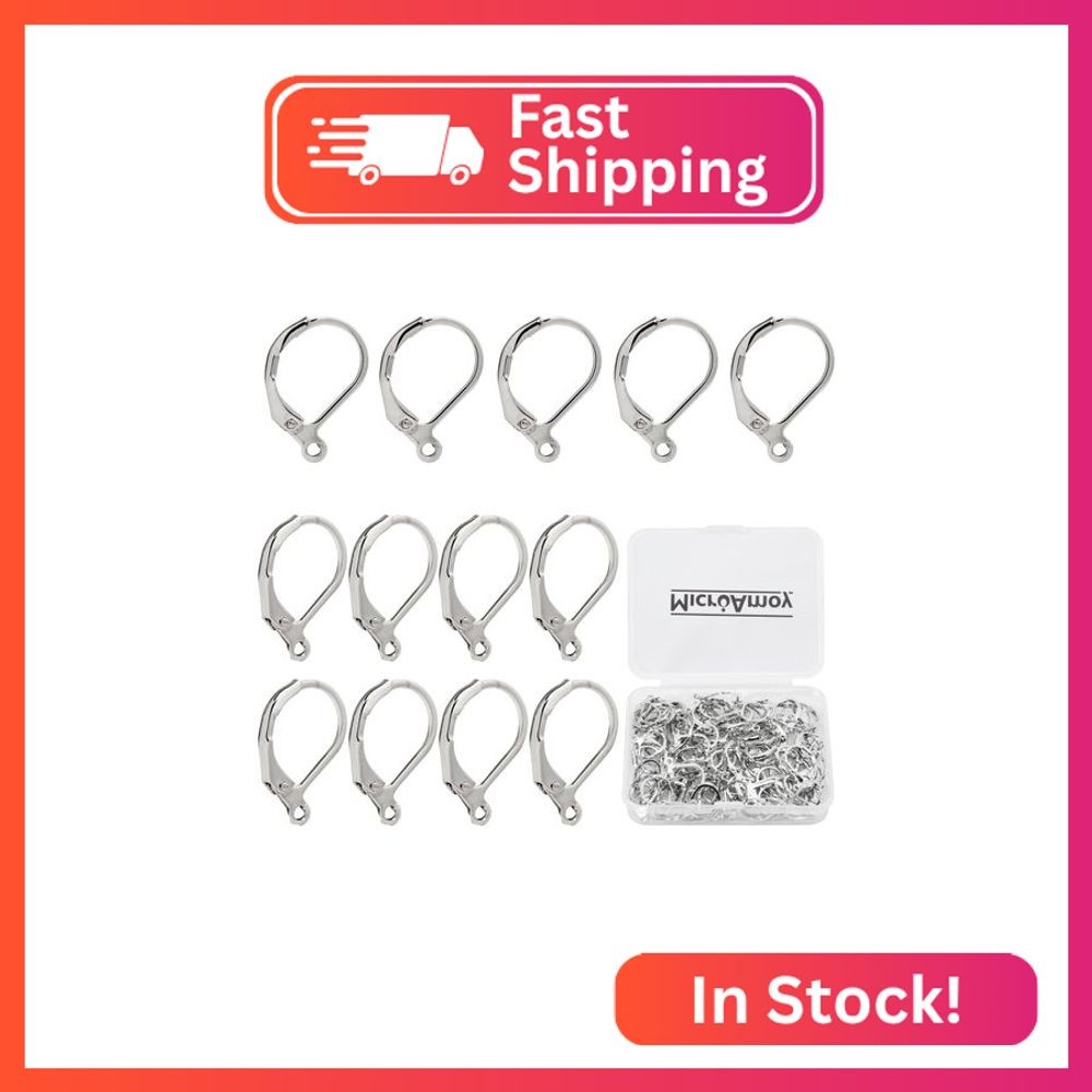 MICROAMOY 100Pcs Silver Filled Leverback Earwires French Earring Hooks,Hypoaller