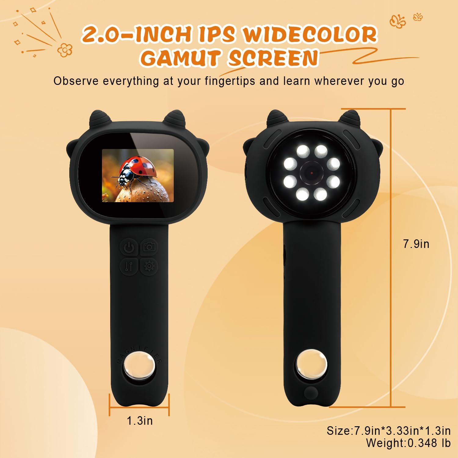 Microscope for Kids 500x Magnification,4X Zoom Mini Pocket Handheld Microscop...
