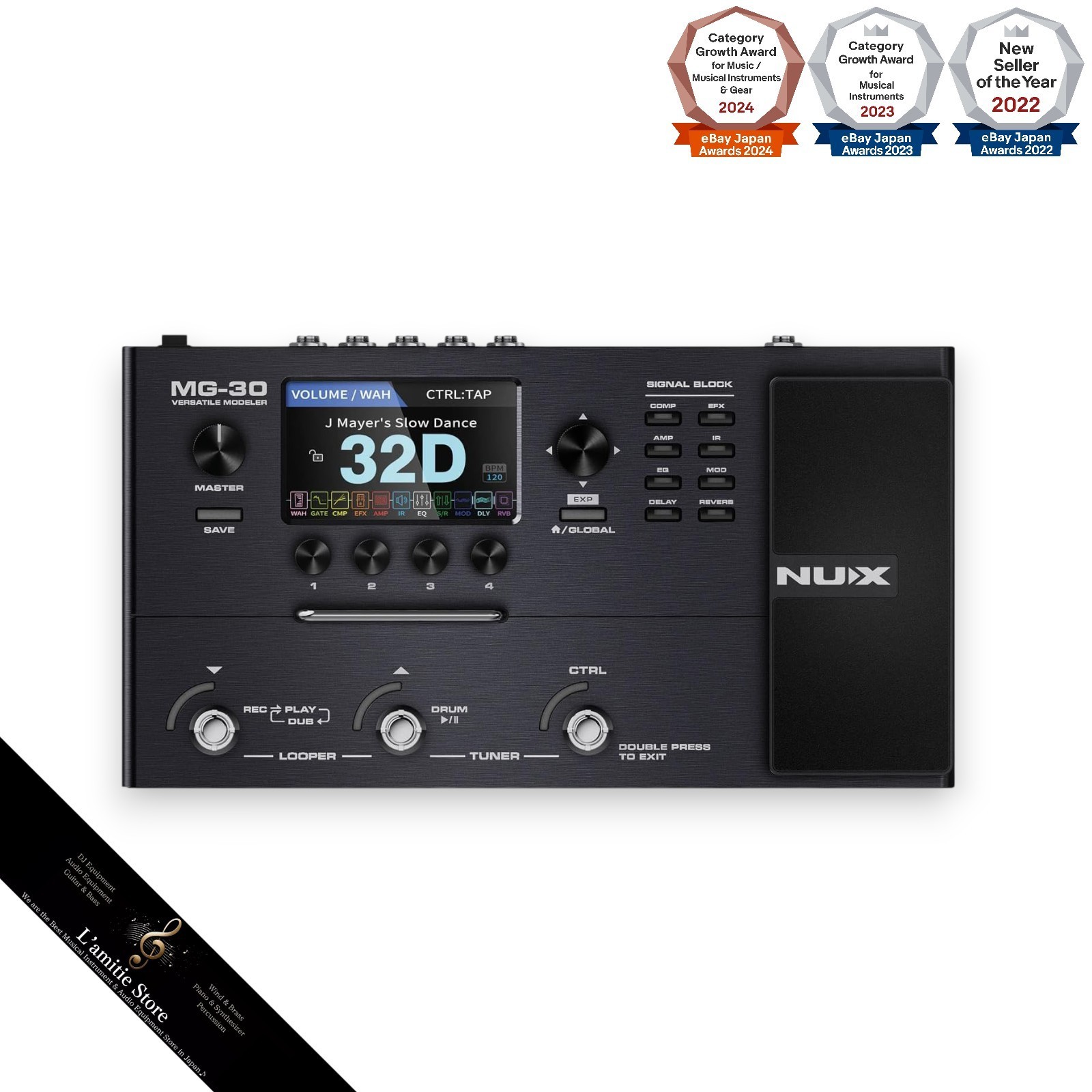 NUX MG-30 Versatile Modeler Multi Effects Micro Guitar Pedal Processor MG30 JP