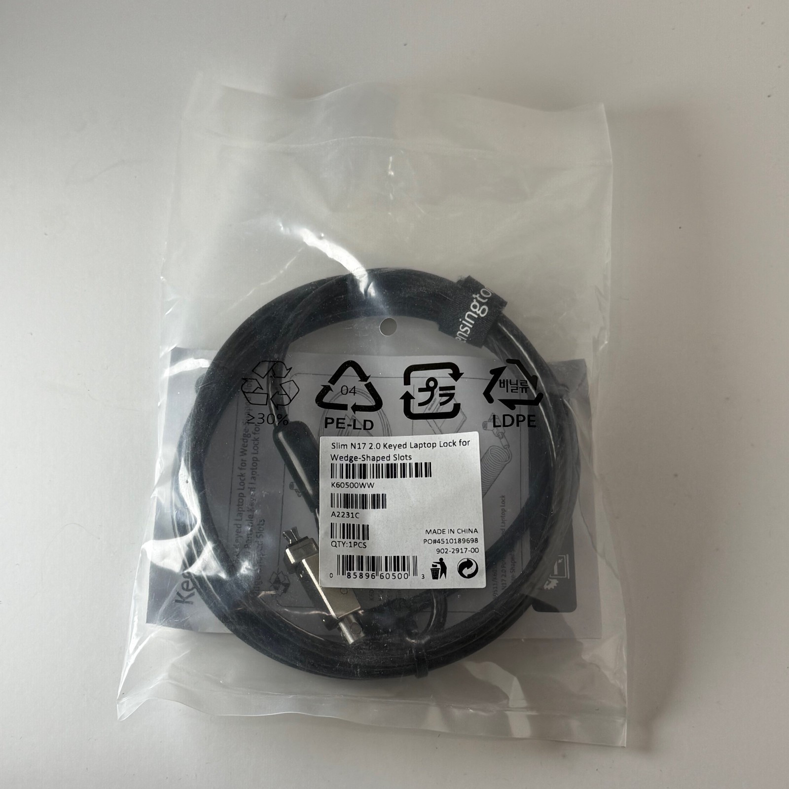 Kensington Slim N17 2.0 Keyed Laptop Lock for Wedge-Shaped Slots - K60500WW