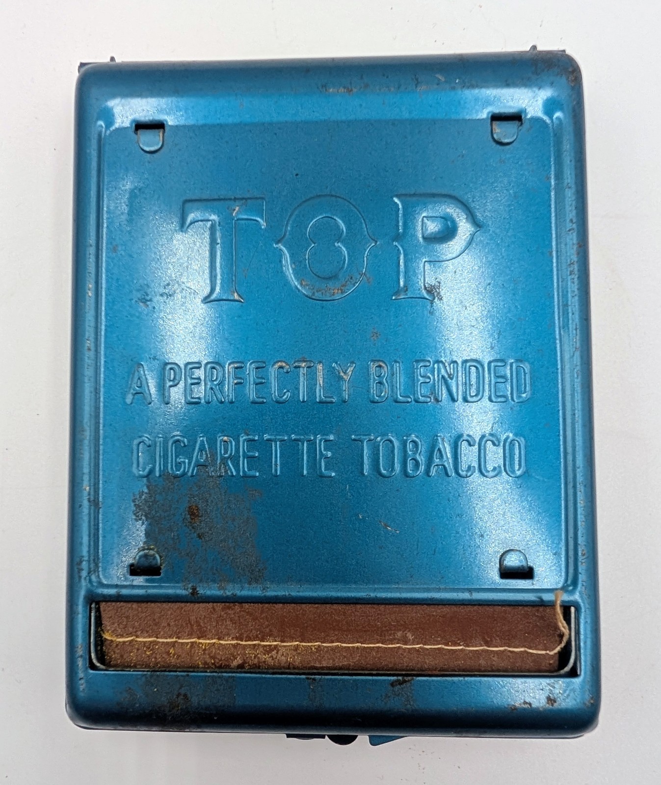 Vintage TOP Cigarette Roller – 1950s Blue Metal Tobacco Rolling Machine