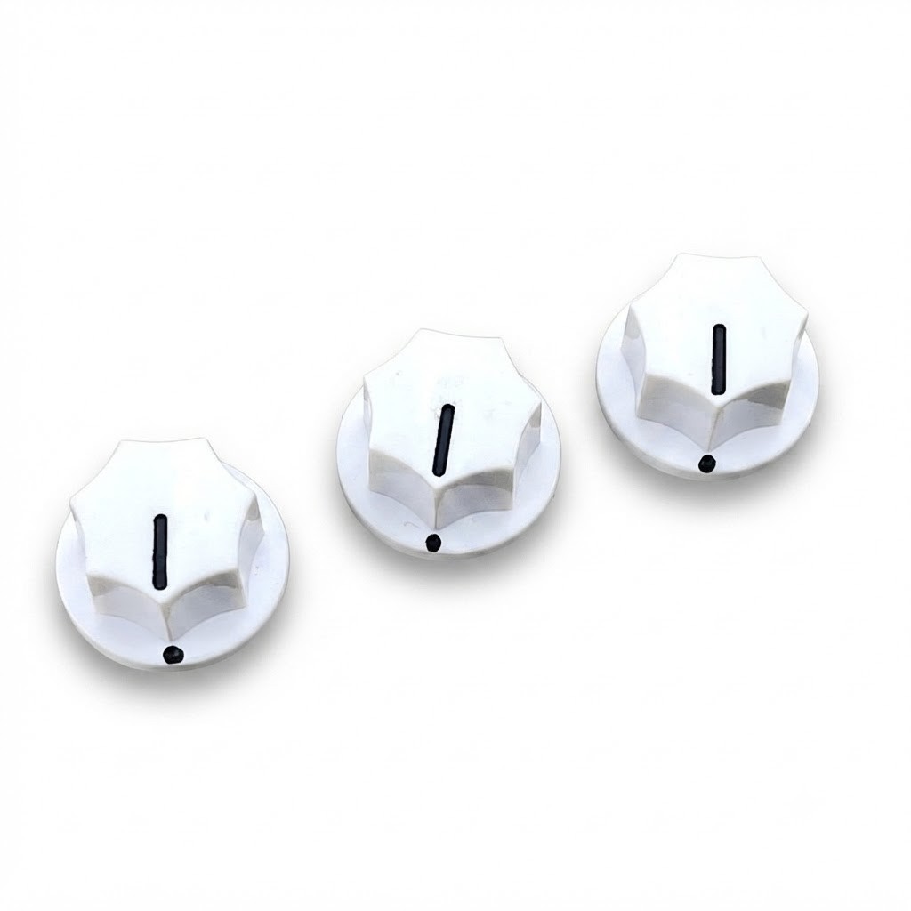 Guitar Pedal Knob Set - Small MXR Style 0.78” diameter - White - BTN-B00W