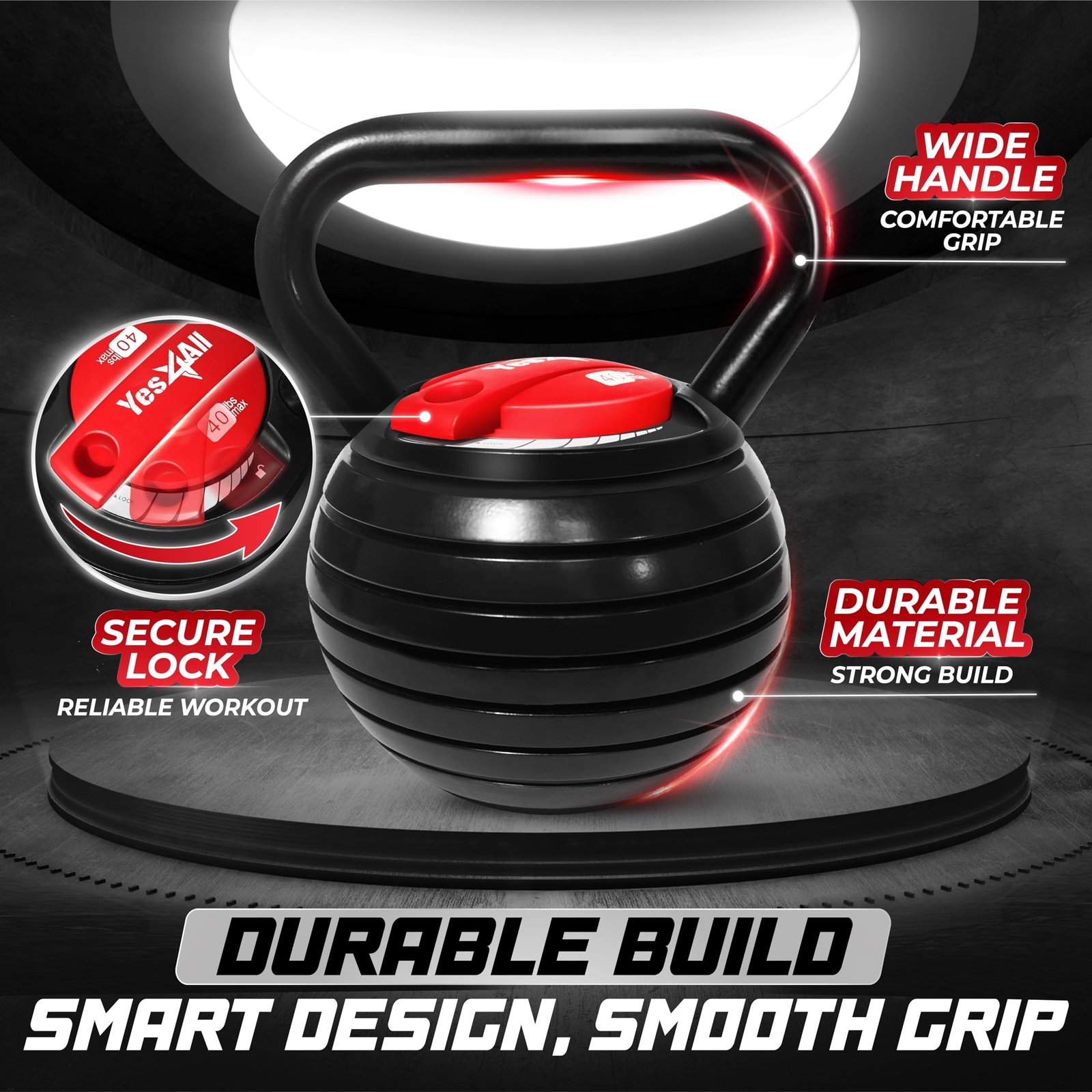 Yes4All Adjustable Kettlebell, Kettle Grip, Kettlebell Handle, Convert to Ket...