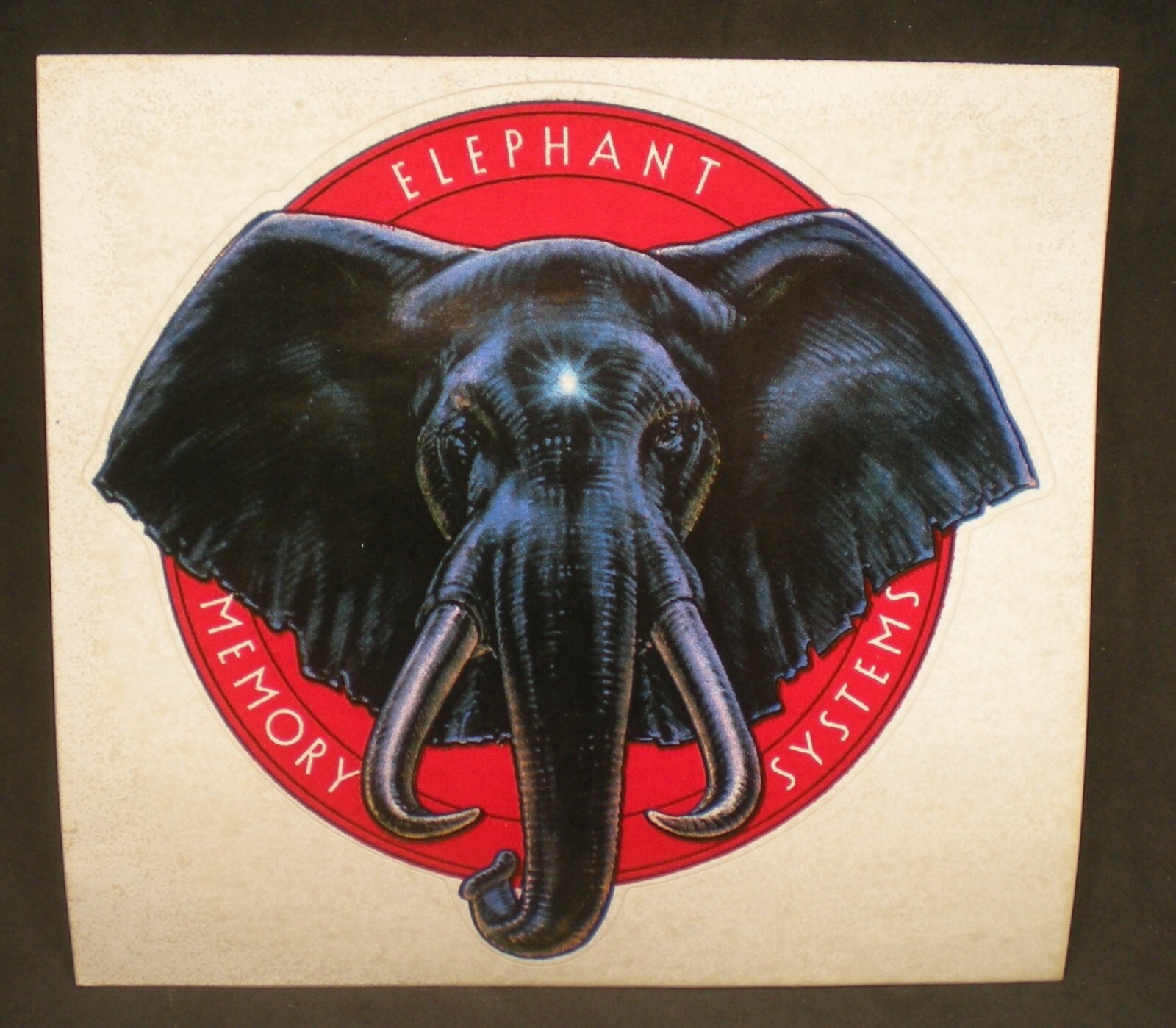 Elephant Memory Systems STICKER Vintage Floppy Disk Advertising Animal Logo Disc