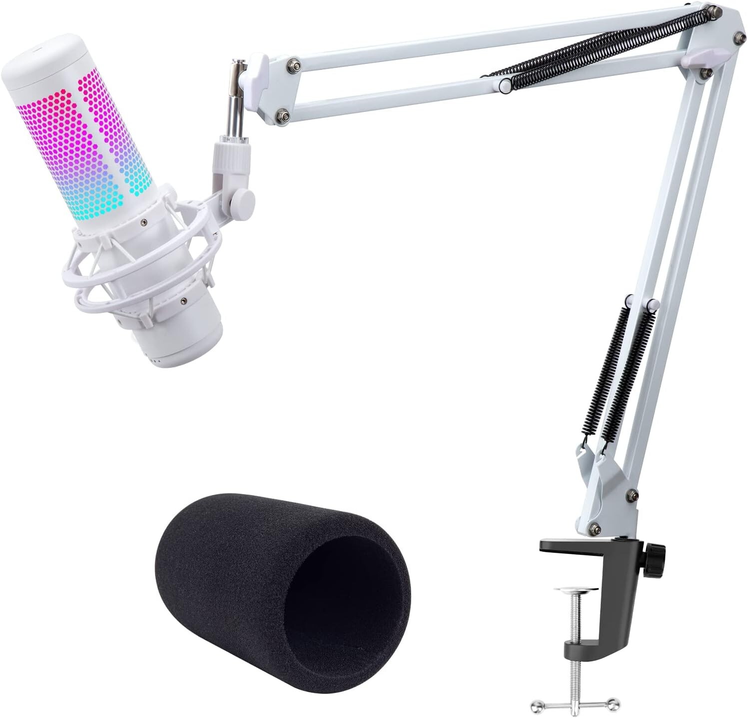 White Mic Arm Compatible with Hyperx Quadcast S - Premium Quadcast S Microphone