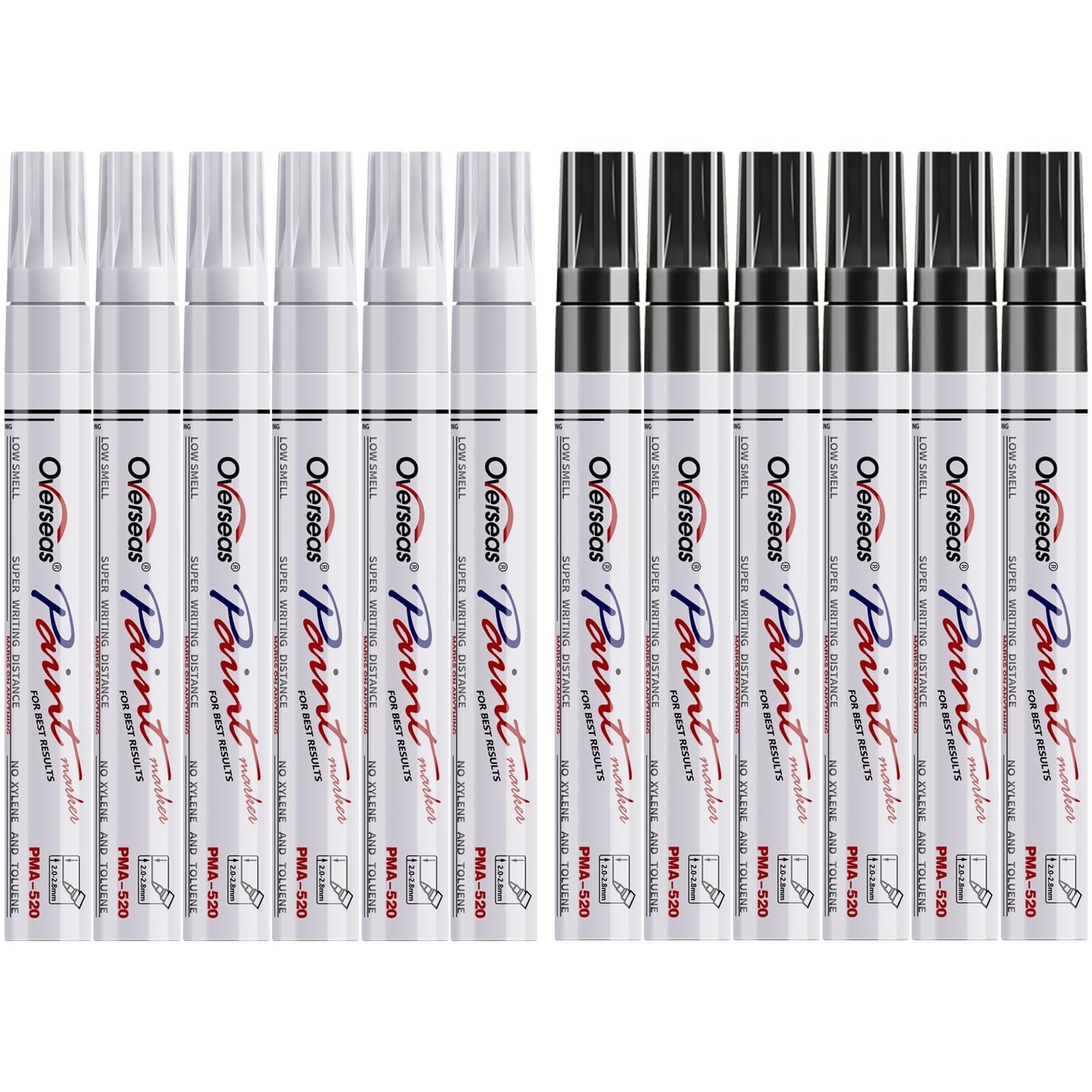 White and Black Paint Pens, 12 Pack Oil Based Permanent Markers - Medium Tip,...
