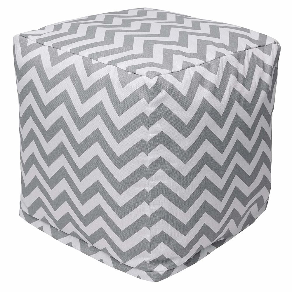 Majestic Home Goods Cube Pouf Chevron Gray