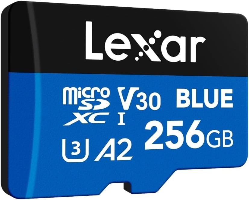 256GB Blue MicroSD Card with SD Adapter