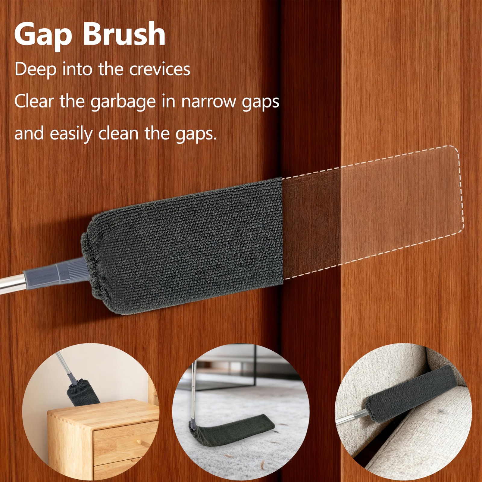 Retractable Gap Dust Cleaner Under Appliance Cleaning Tool with 5 Microfiber ...