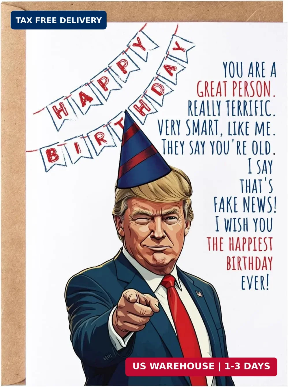 Funny Trump Birthday Card for Women Men - Humorous Donald Trump Gift Ideas for H