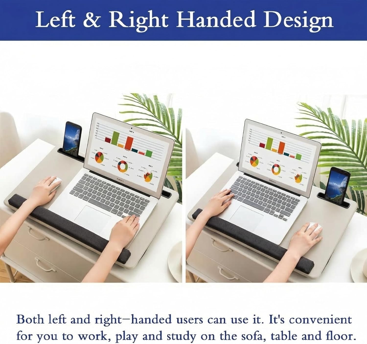 Ergonomic Lap Desk with Mouse Pad and Wrist Rest