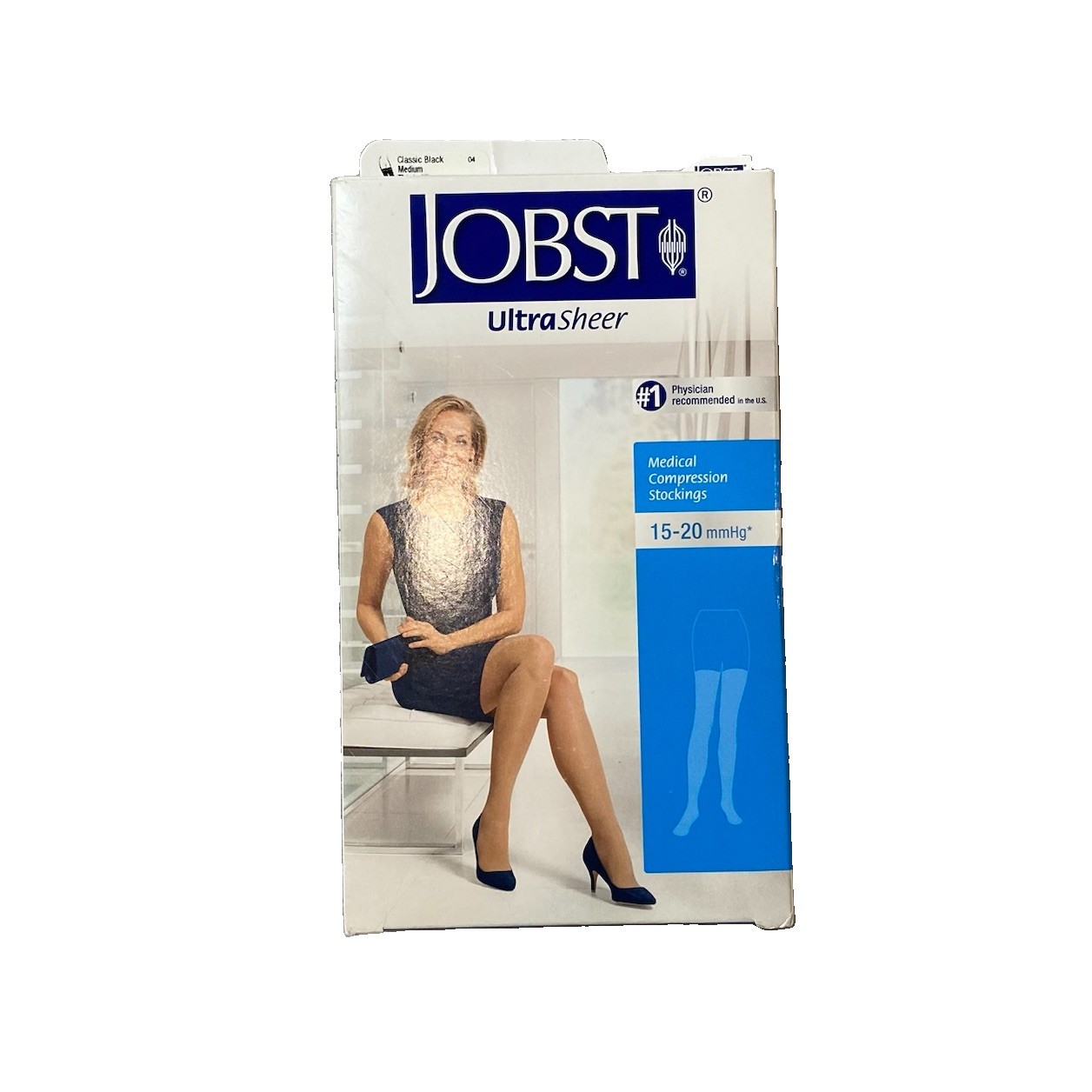 Jobst UltraSheer Compression Stockings 15-20mmHg Thigh High CT Medium Black