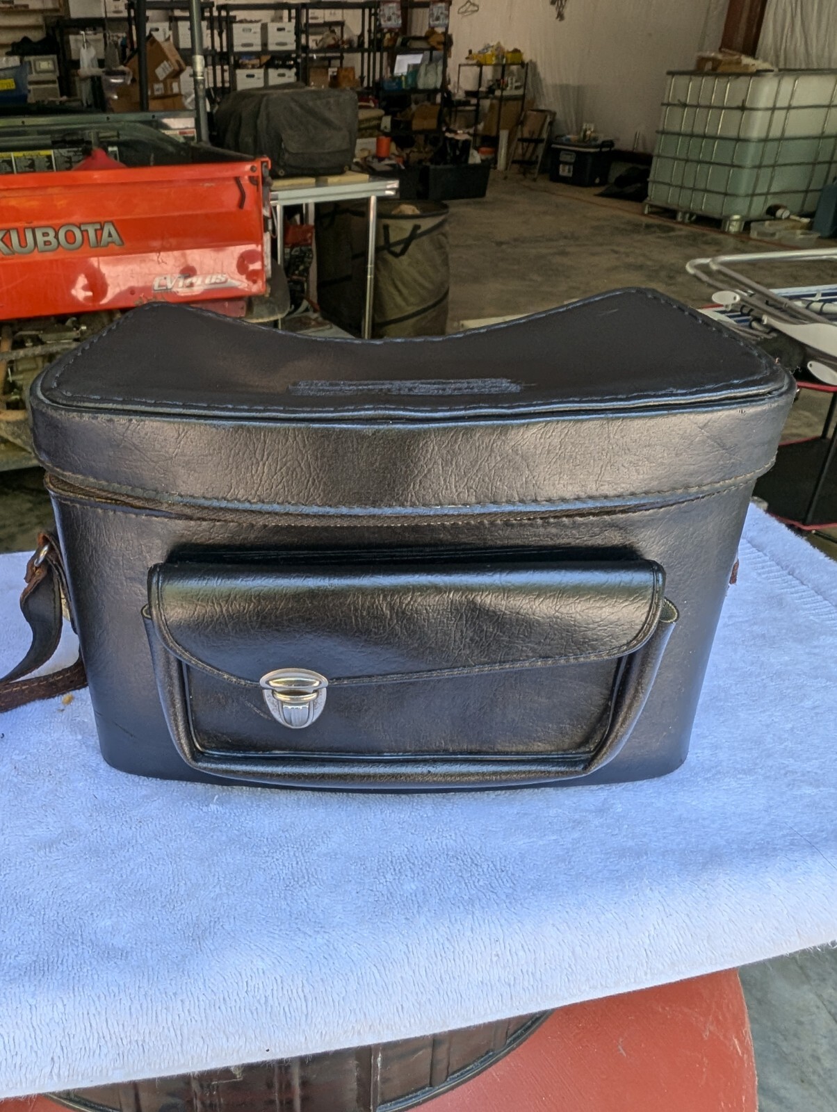 Vintage Leather Hard Camera Case Black Made In Hong Kong With Strap Red...