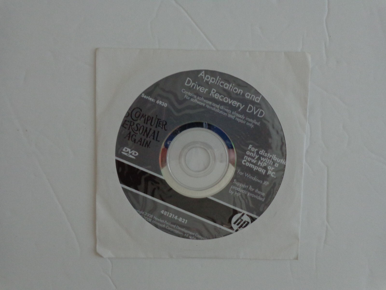 HP & Compaq Application and Driver Recovery (for Windows XP computers 32-bit)