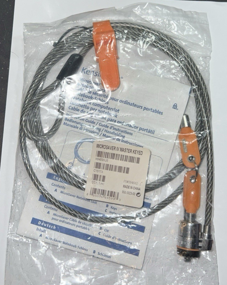 #F) Kensington MicroSaver Master Keyed Dell Notebook Lock K6459US Sealed Package