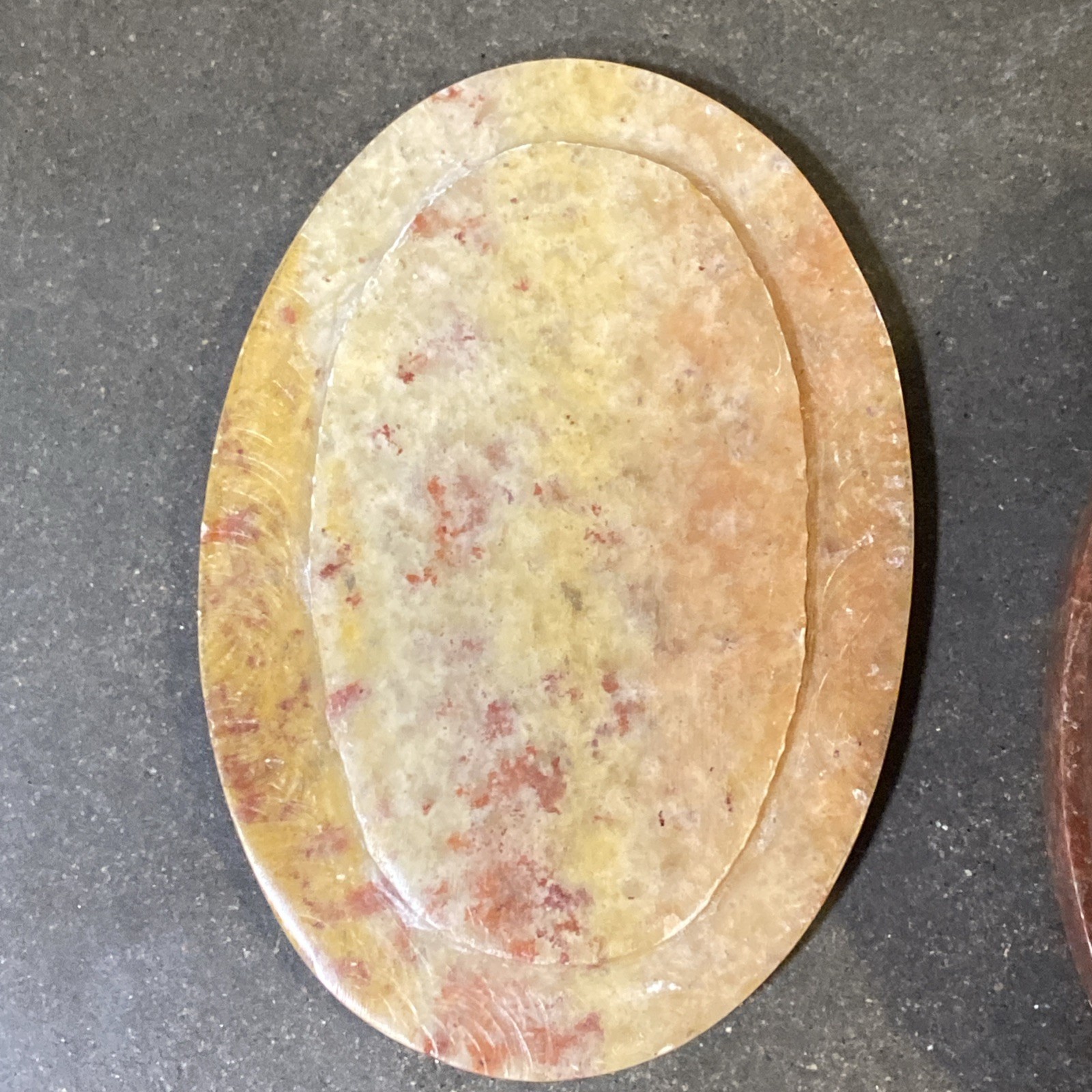 Stone Trinket Box with Inlaid Flowers