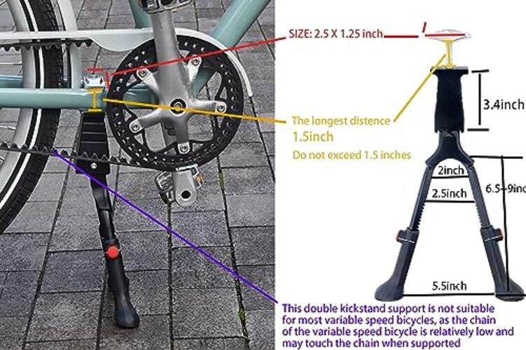 WEEROCK Adjustable Height Bike Kickstand Aluminium Alloy Double Leg Kickstand