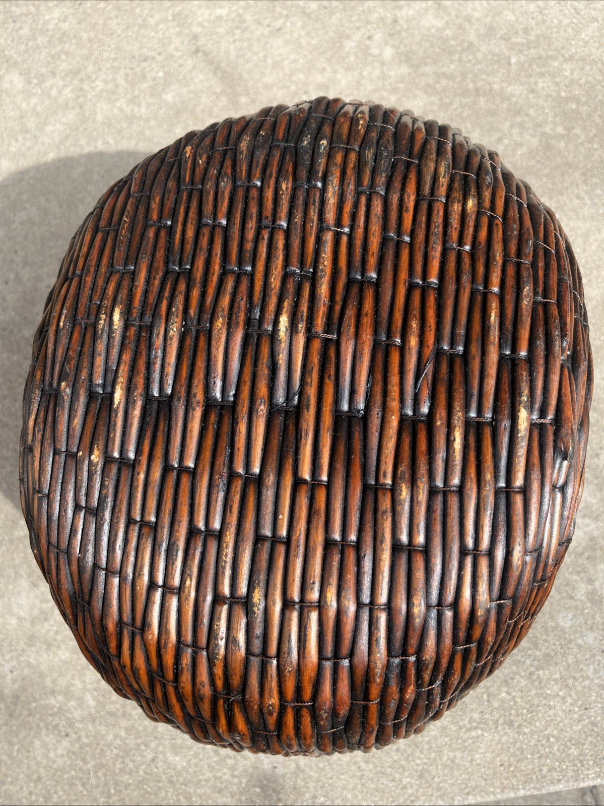 Antique Harvest Gathering Basket w/ Handle Buttocks Melon