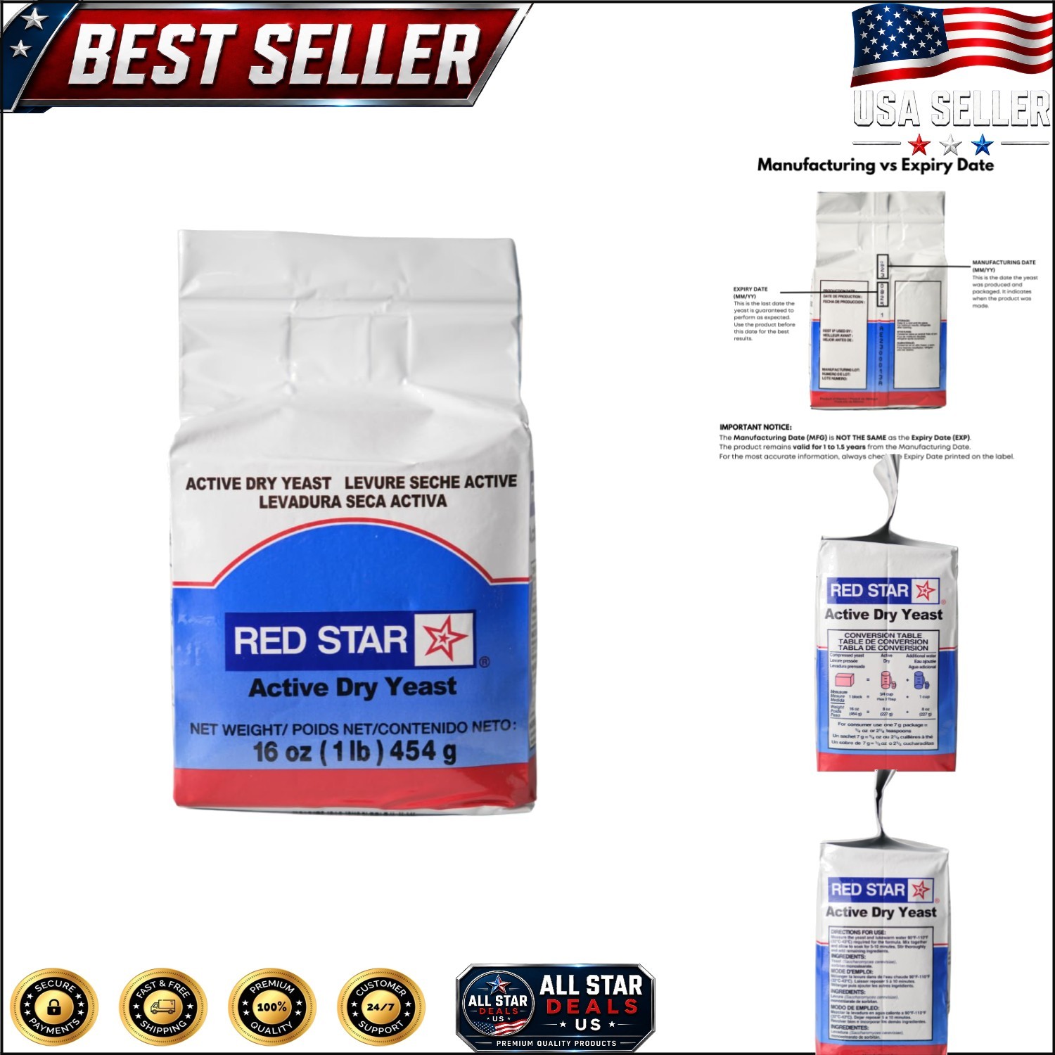 Versatile Unflavored Active Dry Yeast 16 oz - For Ultimate Baking Success