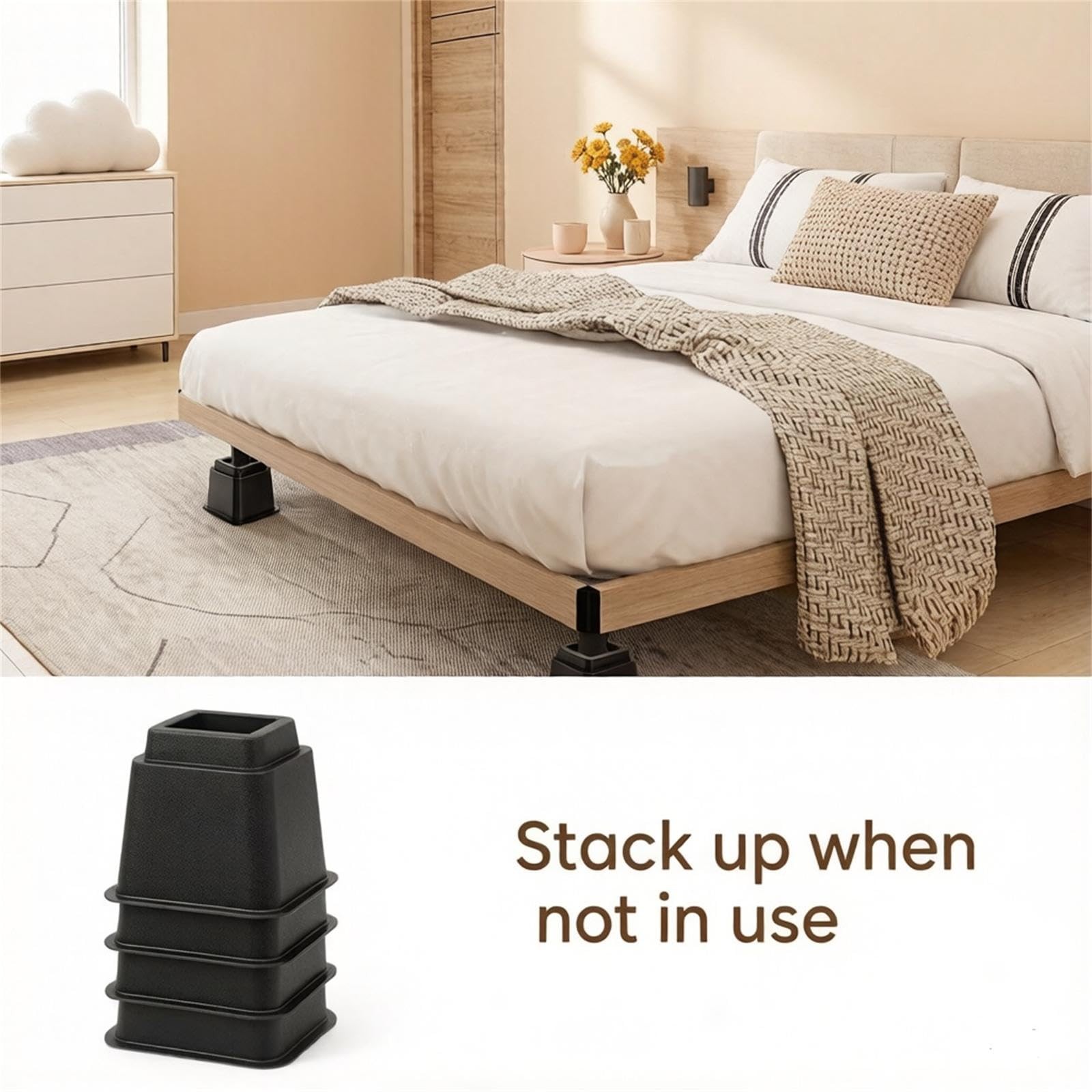 Okllen 6 Pack Bed Furniture Risers, 5 Inch Heavy Duty Couch Lifts with Black