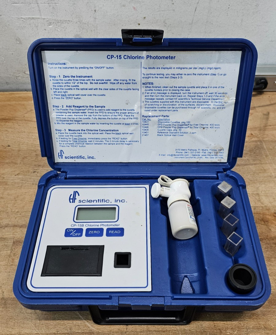 HF Scientific CP-15 Chlorine Photometer Water Test Kit Scientific Lab Meter USED