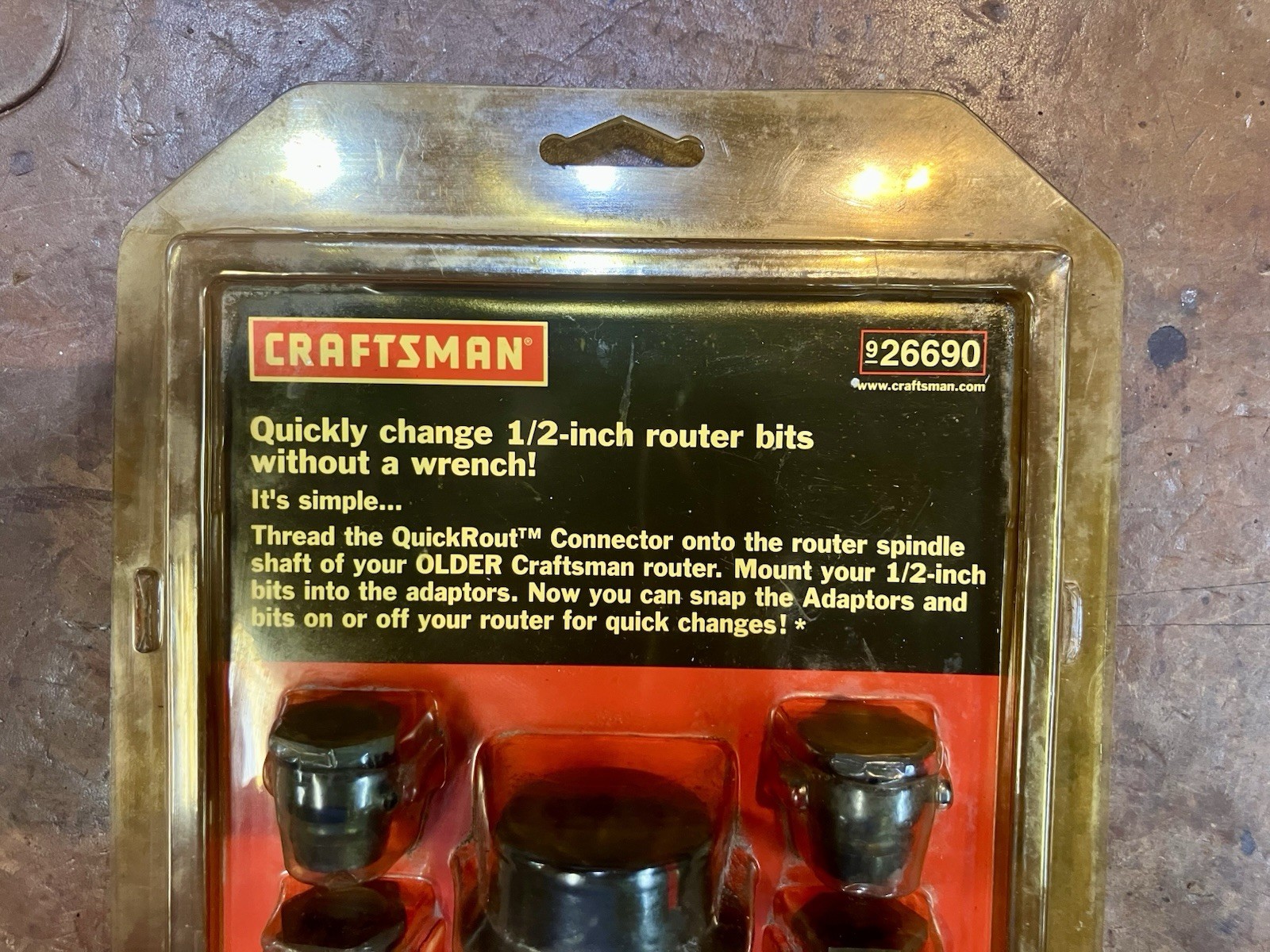 Craftsman Tool • 1/2" QuickRout • Quick Change Router Bit Connector Adapter Kit