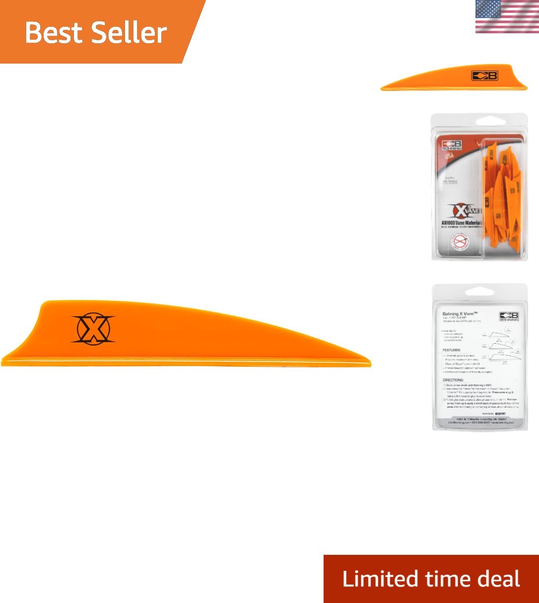 Lightweight Flexibility: 36 Orange 2.25" Vanes for Enhanced Archery Performance
