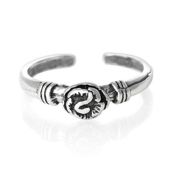 Flower Design Toe Ring Genuine Sterling Silver 925 Size Adjustable