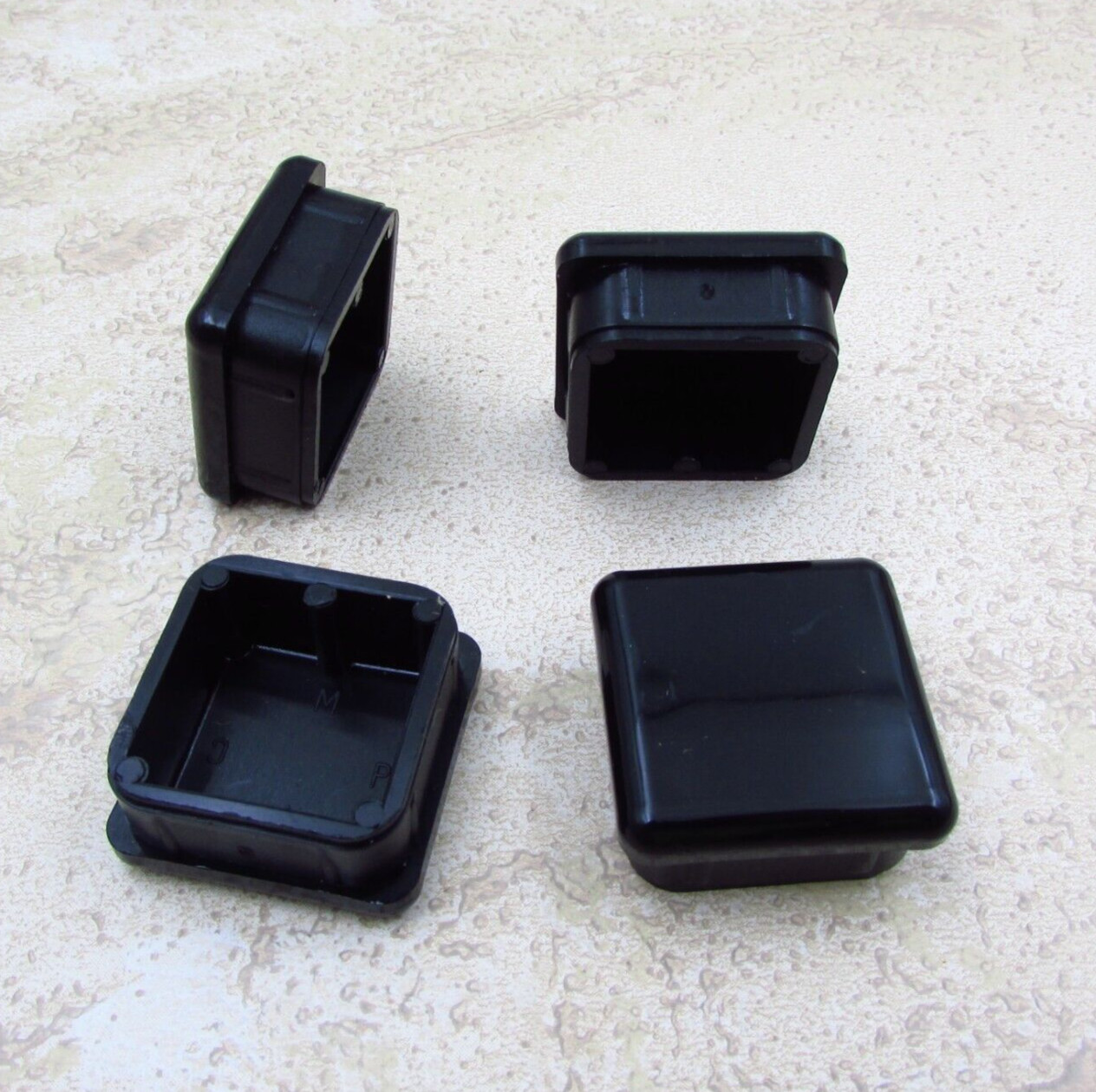 QTY 4  Black 1-1/8" Inch OD, 1-3/64 ID, Square Tube End Cap Plastic Insert Plugs