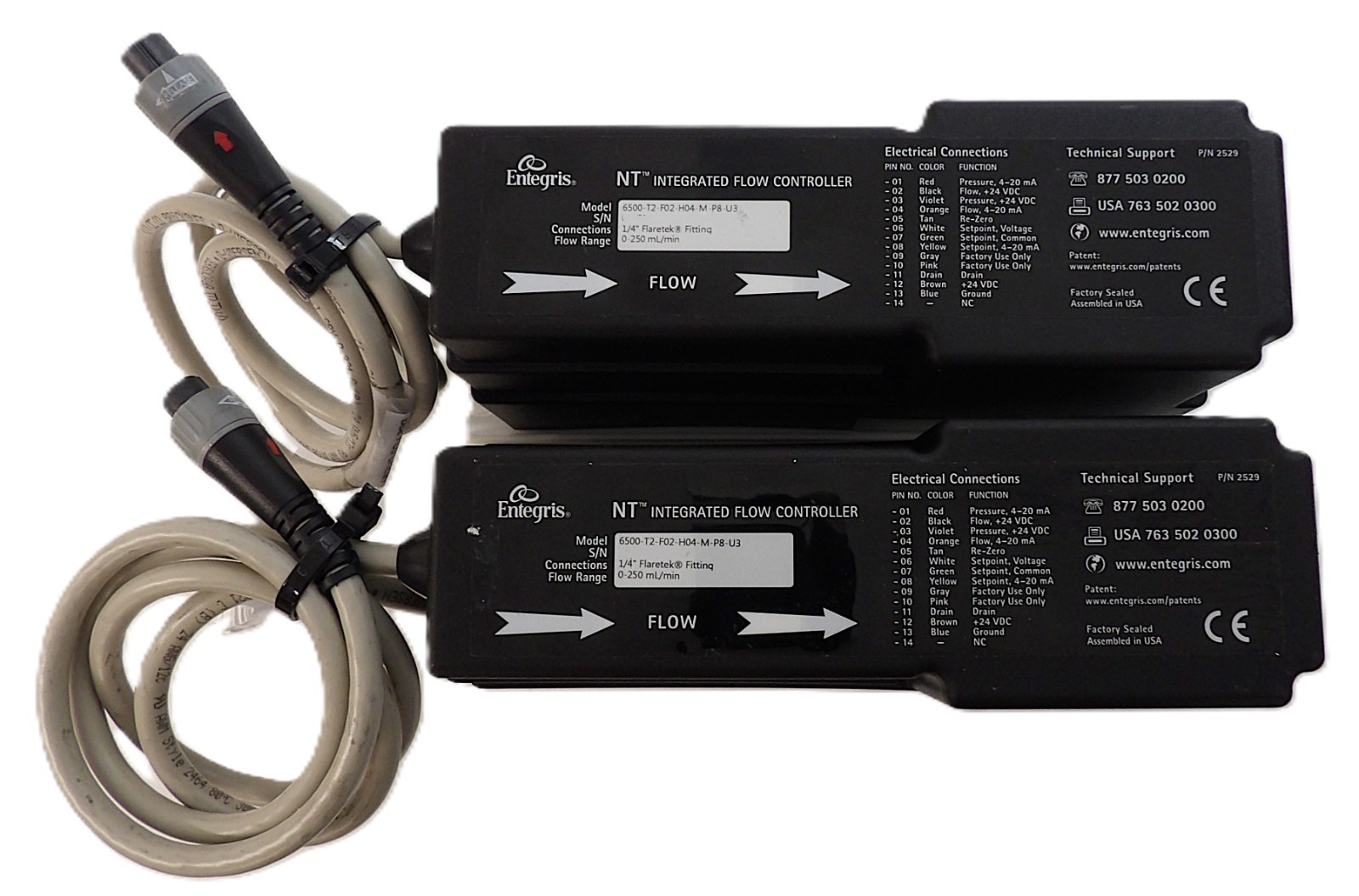 Entegris 6500-T2-F02-H04-M-P8-U3 NT Integrated Flow Controller Lot of 2 Surplus