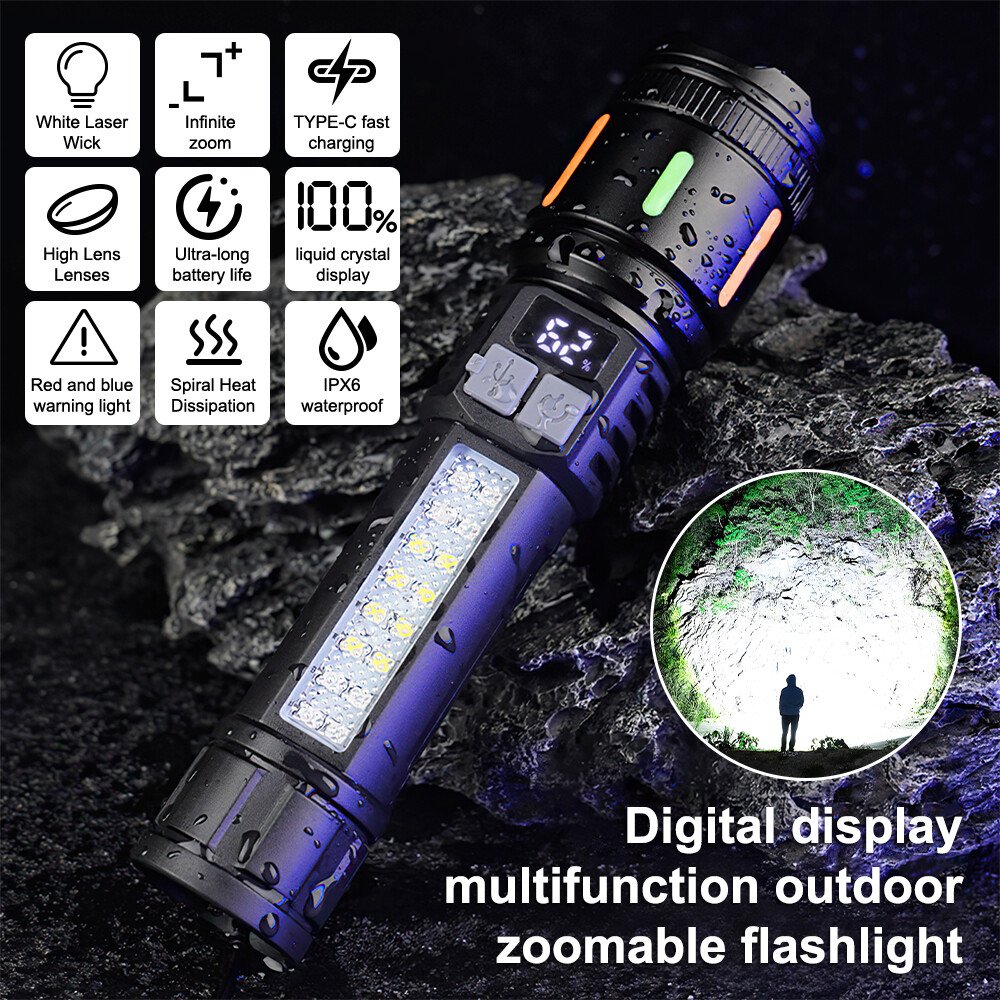 2Pcs 99000000 Lumen Super Bright LED Tactical Flashlight Rechargeable Work Light