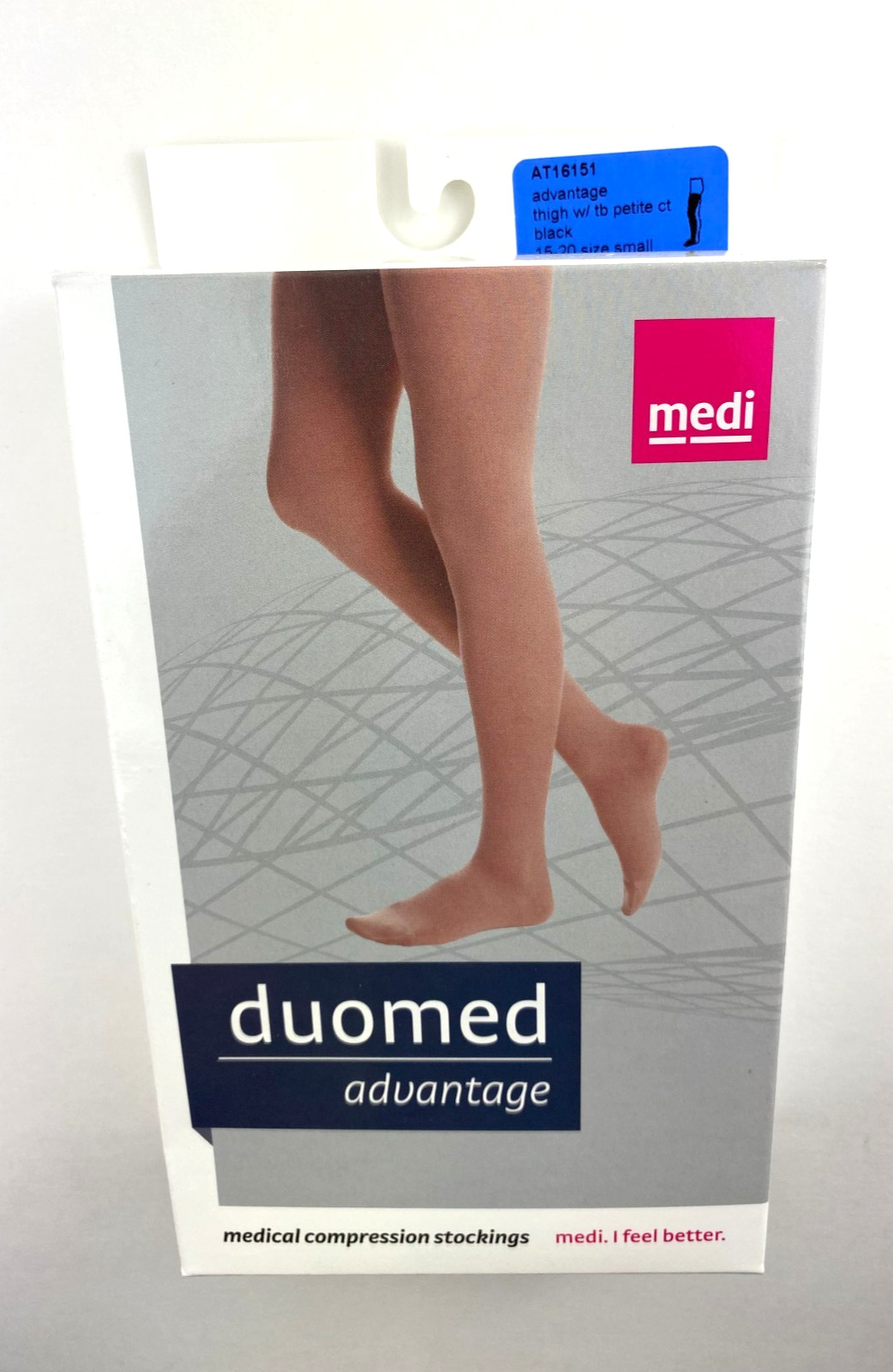 Medi Duomed Medical Compression Stockings 15-20mmHg SMALL Thigh w/ tb Petite BLK