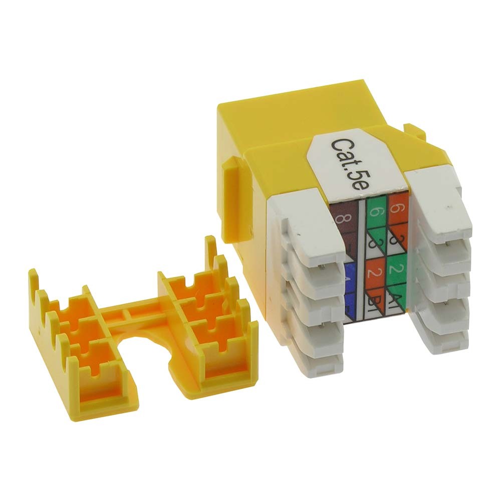 CAT5E RJ45 110 Type 180Â° Keystone Jack Yellow