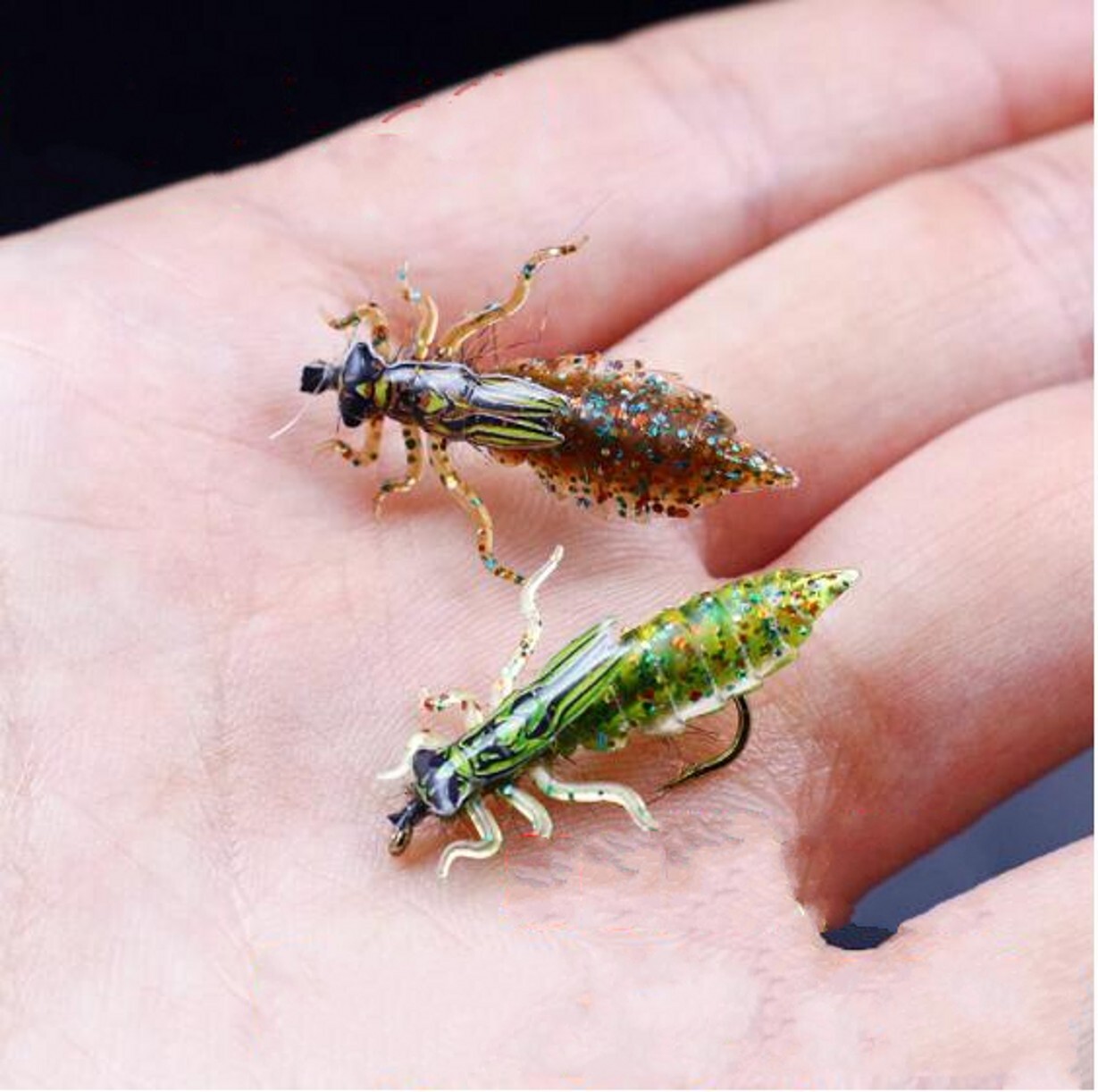 20pcs Artificial Dragonfly Nymph Rubber Body Legs Sticker f Fly Tying Materials