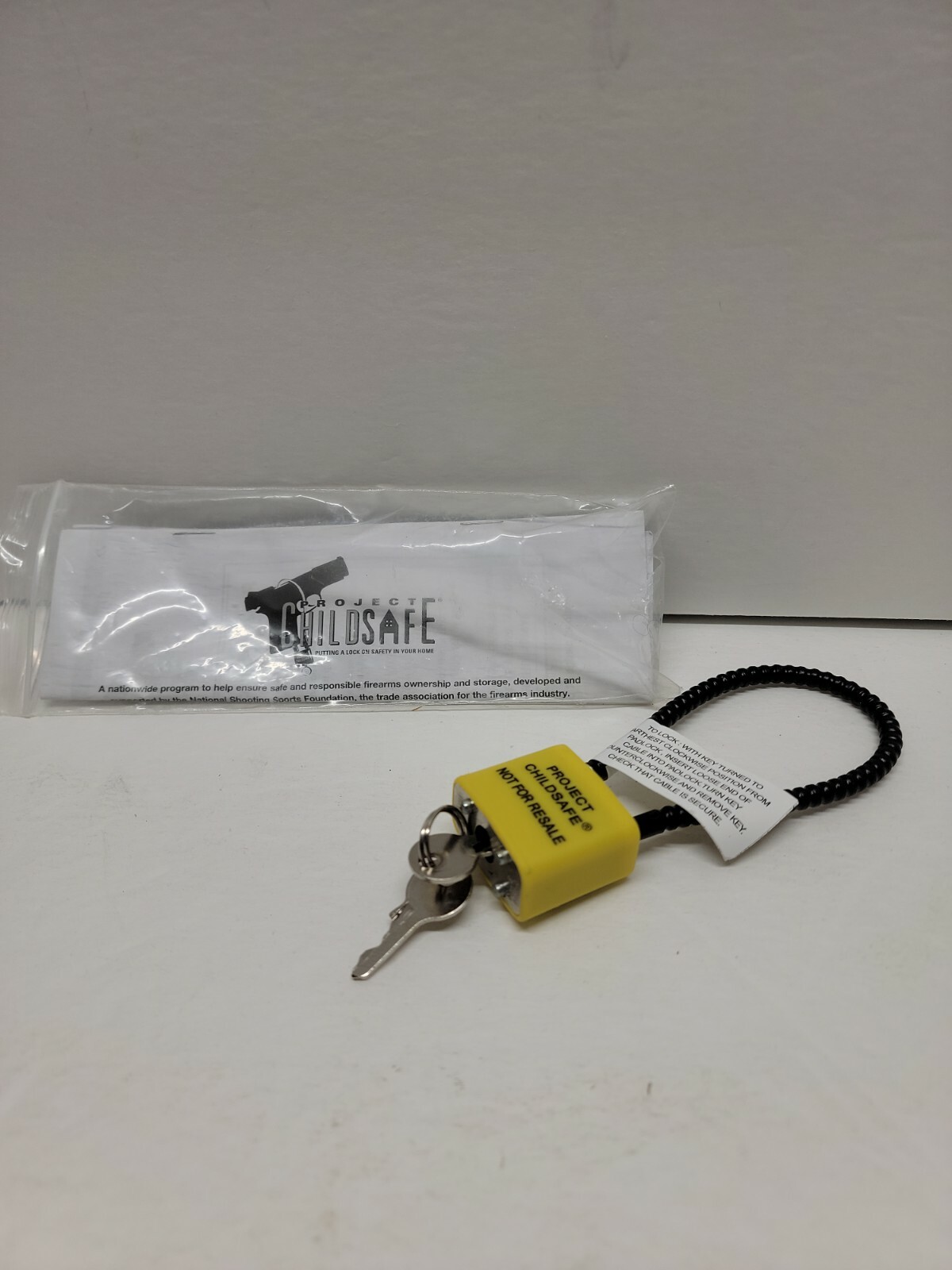 Project Child Safe - Black Cable Gun Lock With 2 Keys - Brand New