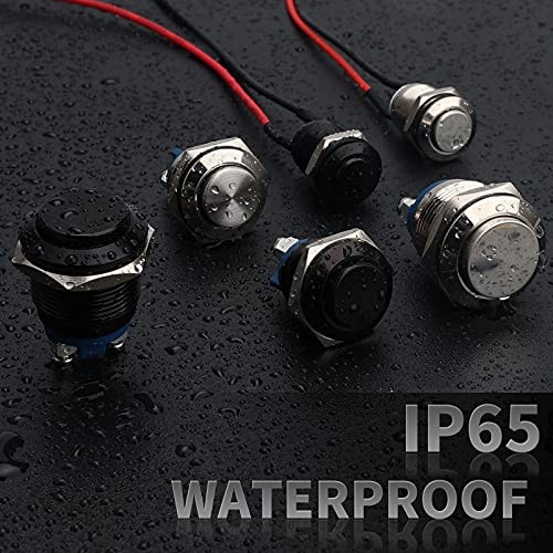 5pcs 19mm Momentary Push Button Switch Black Shell, IP65 19mm Black Shell