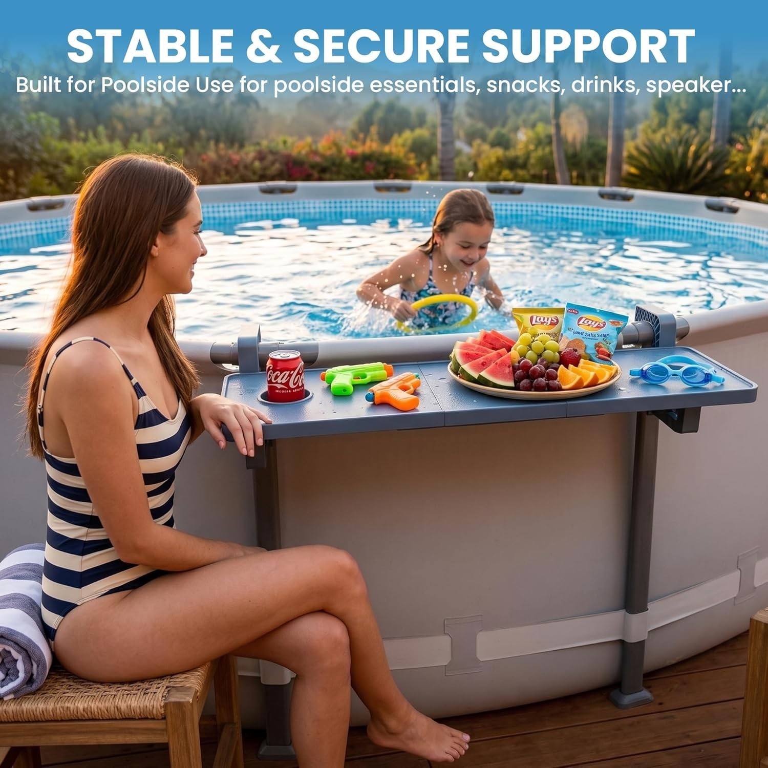 Poolside Bar for above Ground Pool, Outdoor Pool Bar Table for Above-Ground roun
