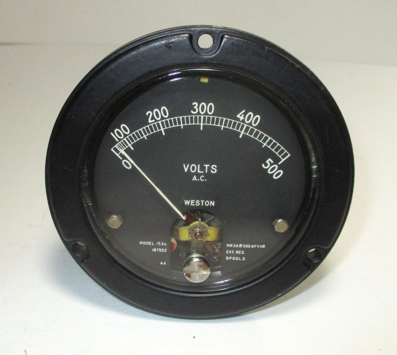 Weston Model 1534 MR36B500AFVVR 0-500 AC Volts 3-1/2" Panel Meter