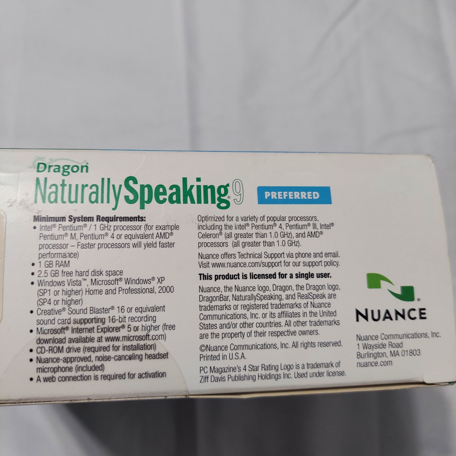 Dragon NaturallySpeaking 9 Preferred Speech Recognition Software PC Complete NOB