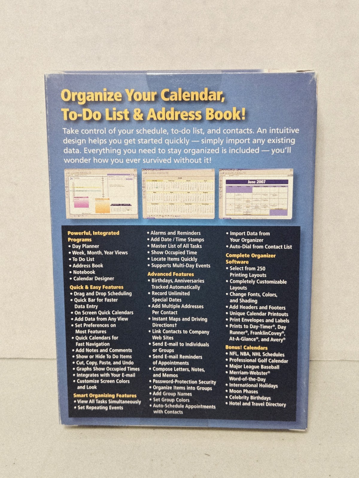 Organizer Pro Vintage Pc Plus Schedule And Sticky Notes - Open Box