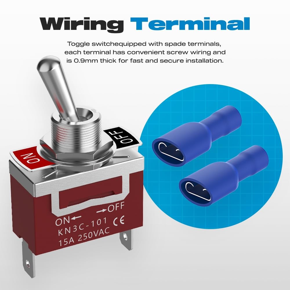 Toggle Switch 12V 30A Heavy Duty ON/Off 2Pin SPST Waterproof Toggle Switch 2Pack