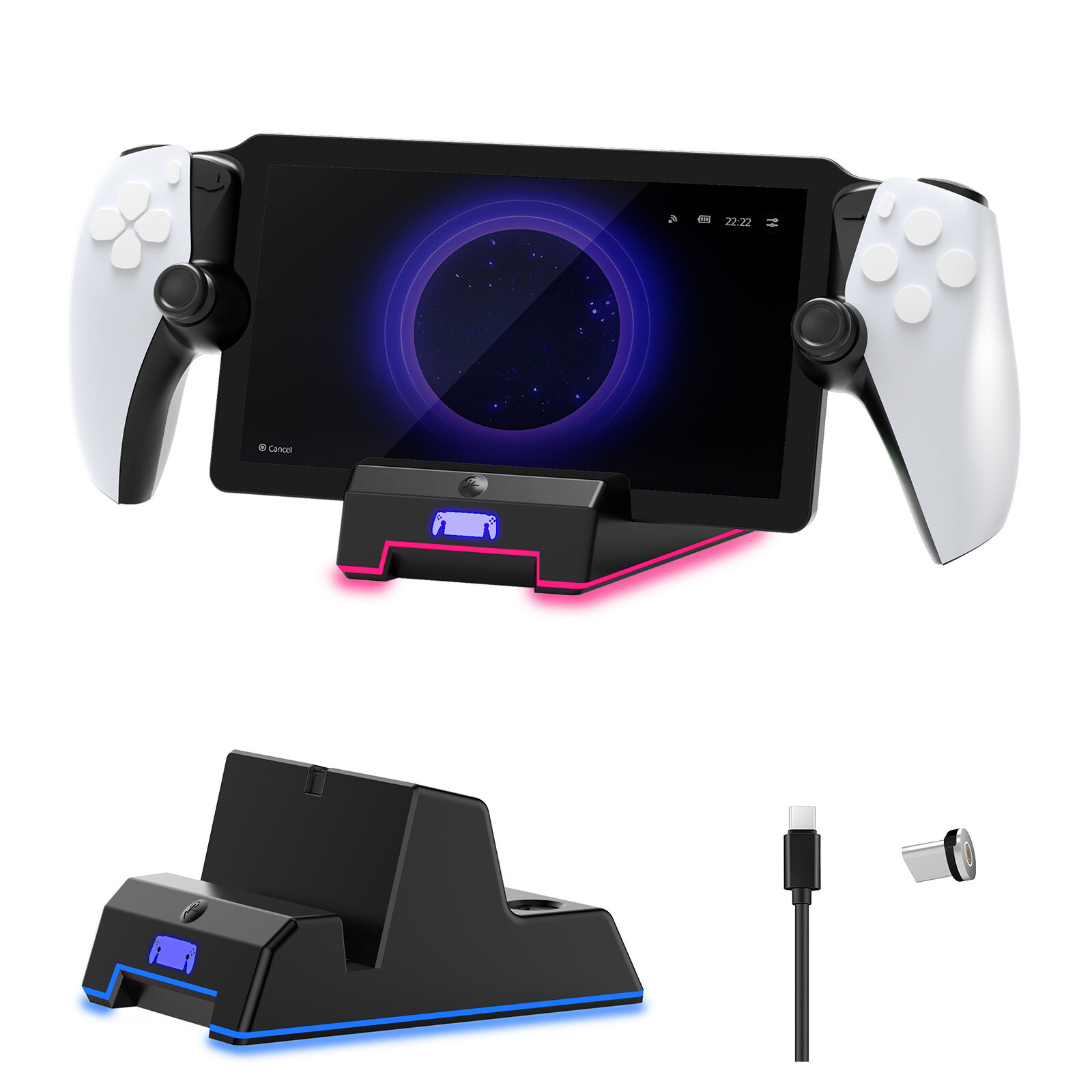 RGB Charging Dock Magnetic Charger for Sony PS5 PlayStation Portal Accessories