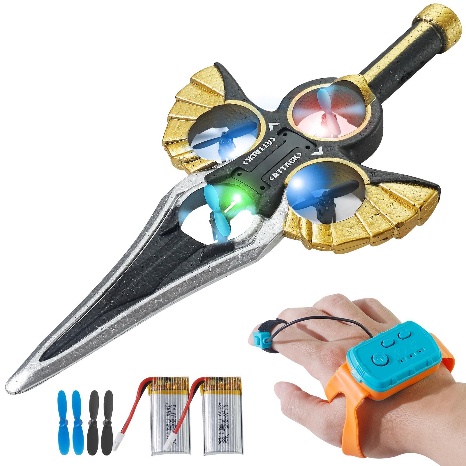 Flying Battle Sword – LED Hover Spinner Toy with Gesture Control & Watch Remote