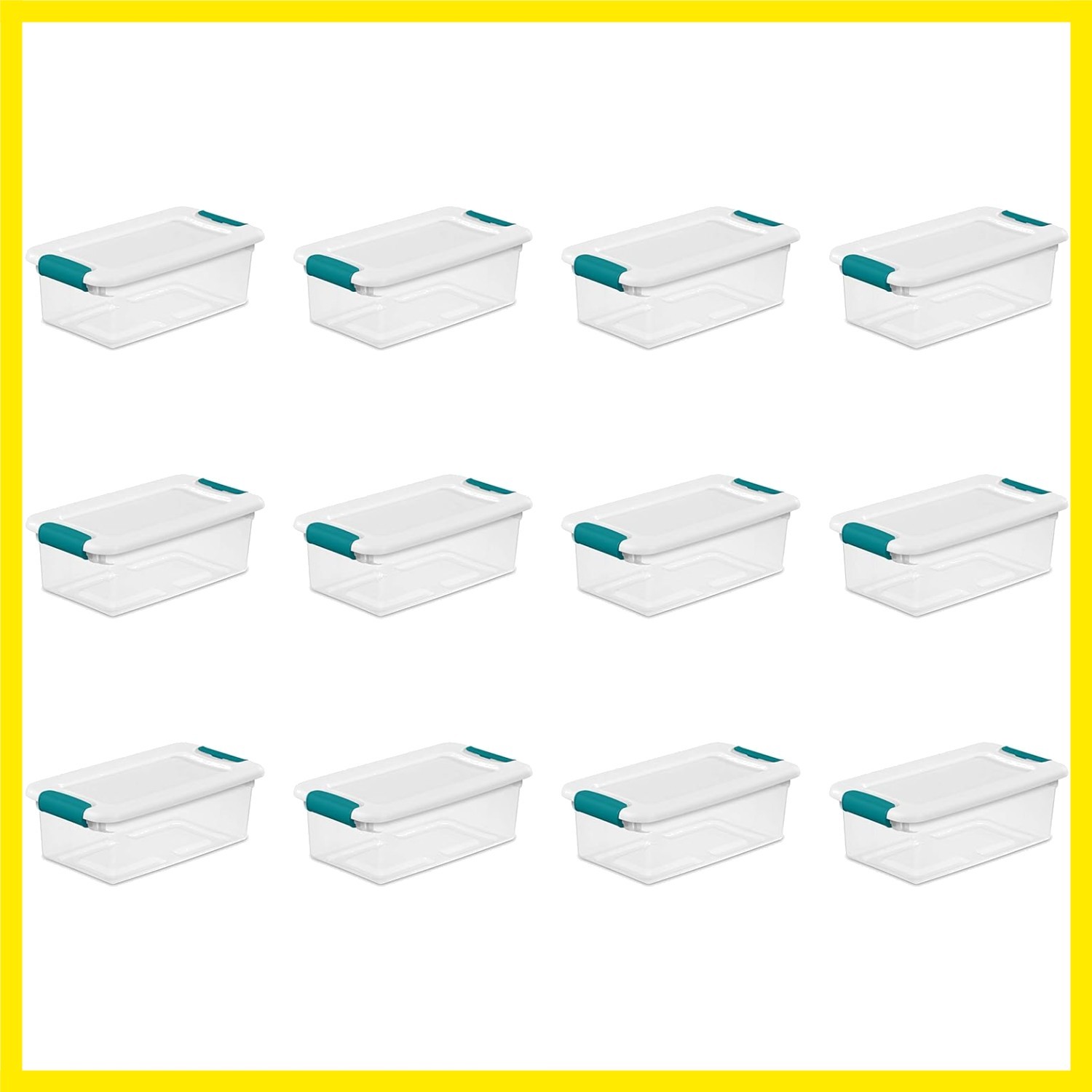 6 Qt Latching Storage Box, Stackable Bin with Latch Lid, Plastic Container to...