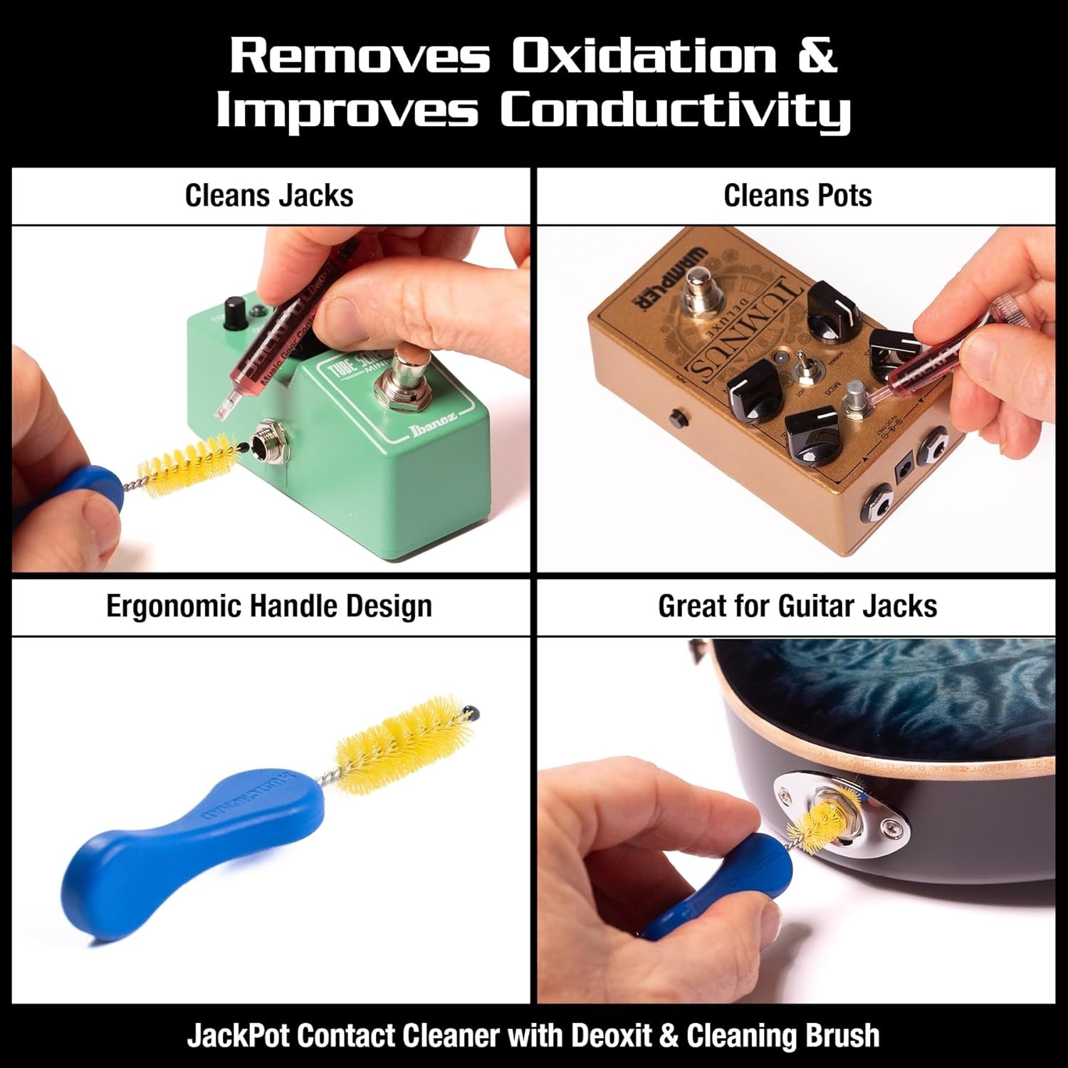 Guitar Pedal Care Kit, 12-Piece: Cleaners, Wrench Set, Brush, Detailer, Case