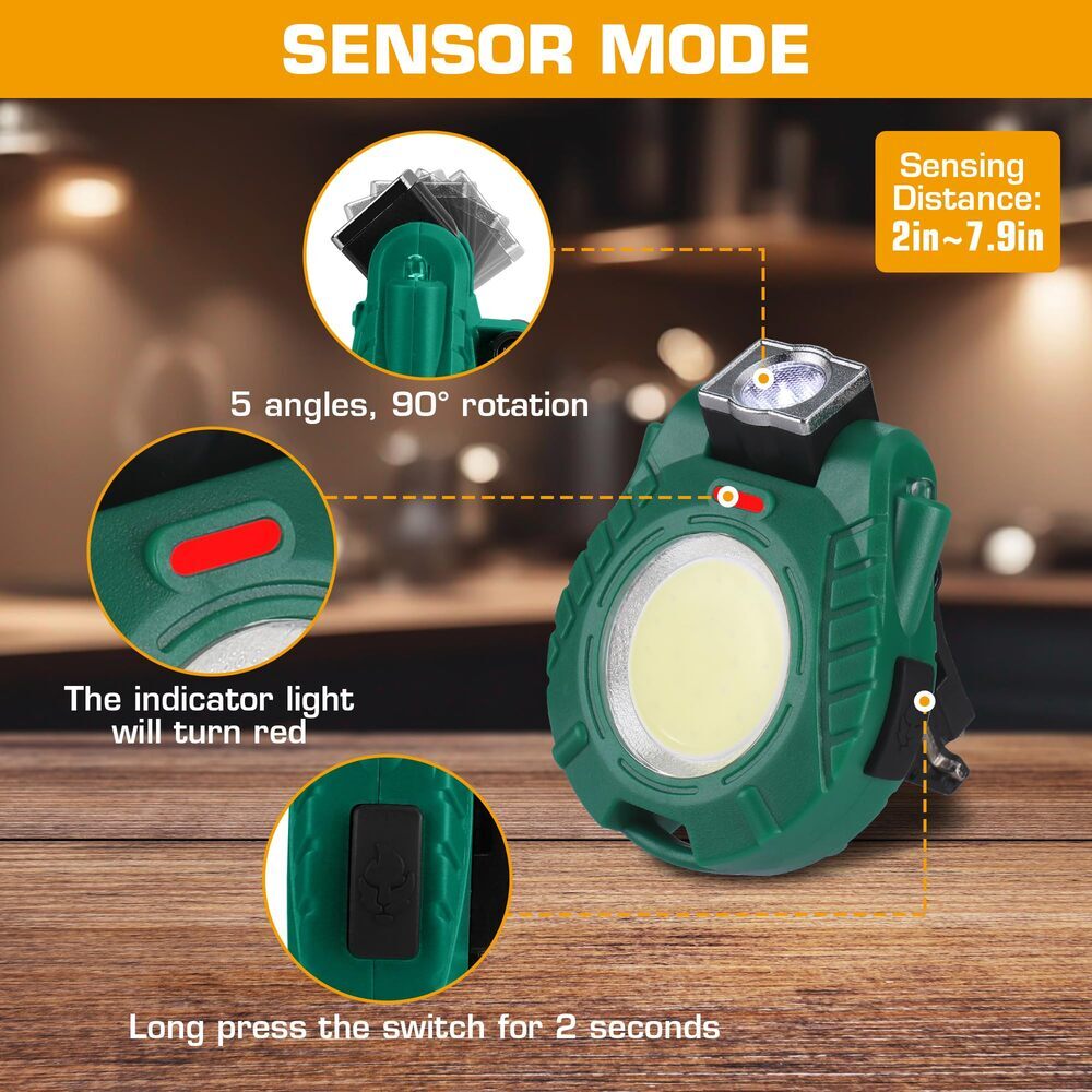 EverBrite 2Pack Rechargeable COB Keychain Work Light Magnetic Flashlight 6 Modes