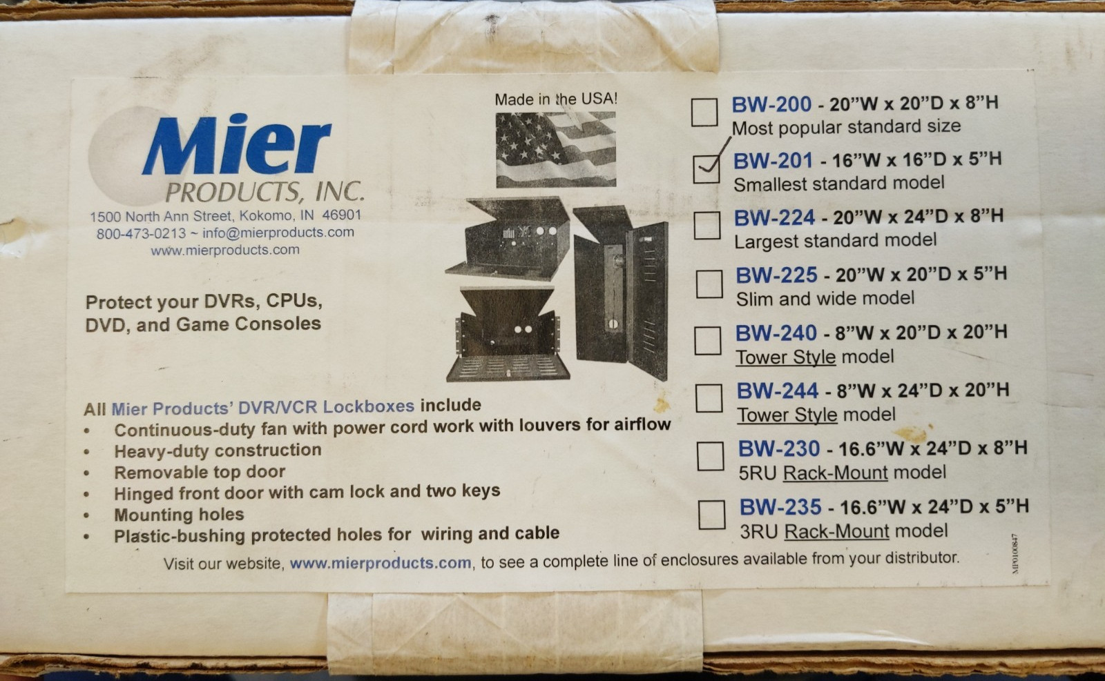 Mier BW-201 Security Lockbox for DVR NVR CPU - 16x16x5 Fan-Ventilated Steel Case