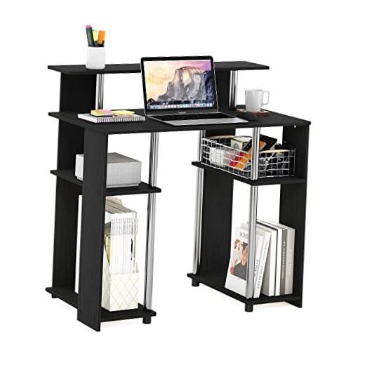 Jaya Simple Design Computer Writing Desk, 20.3 (D) x Americano/Stainless Steel