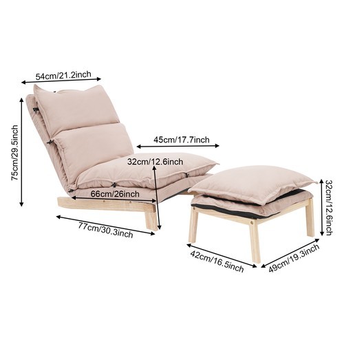 Lounge Chair, Single Lazy Sofa Leisure Balcony Adjustable Recliner USA